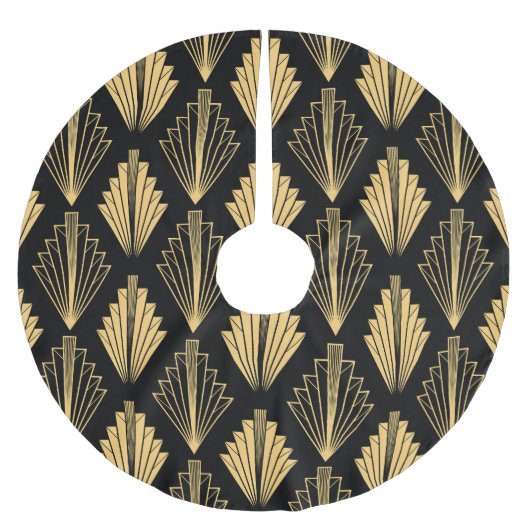 Art Deco Black Gold: Nahtlos Polyester Weihnachtsbaumdecke (Vorderseite)