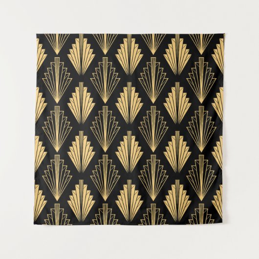 Art Deco Black Gold: Nahtlos Wandteppich (Vorderseite)
