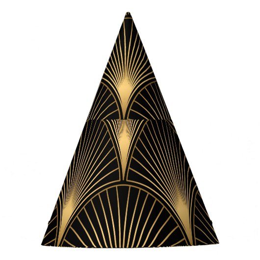 Art Deco Black Gold: Nahtloser Luxus Partyhütchen (Vorderseite)