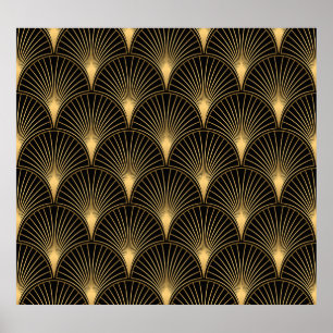 Art Deco Black Gold: Nahtloser Luxus Poster