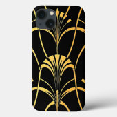 Art Deco Black Gold Pattern iPhone Case (Rückseite)