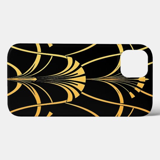 Art Deco Black Gold Pattern iPhone Case (Rückseite (Horizontal))