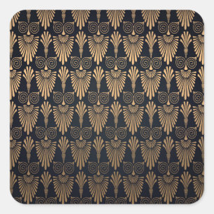 Art Deco Black Gold: Retro. Quadratischer Aufkleber