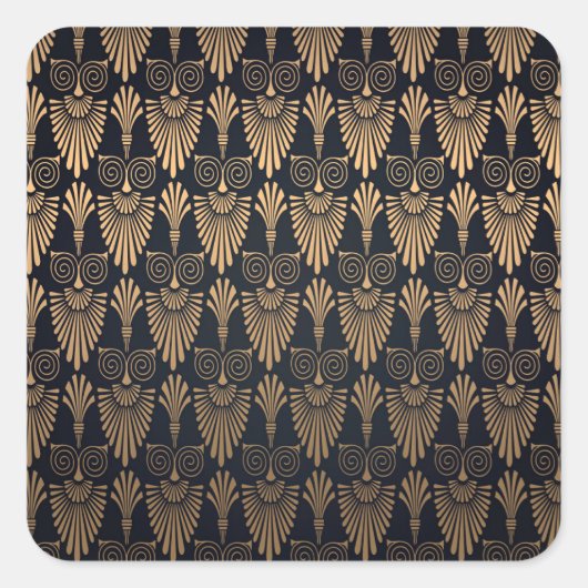 Art Deco Black Gold: Retro. Quadratischer Aufkleber (Vorderseite)