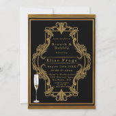 Art Deco Black Gold Royal Brunch & Bubbly Invitati Einladung (Vorderseite)