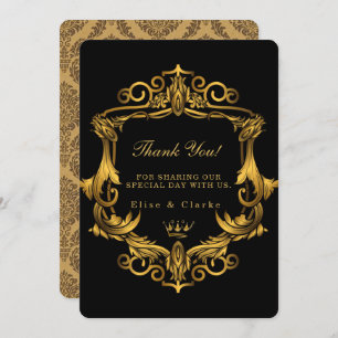 Art Deco Black Gold Royal Wedding Danke, dass Sie  Einladung