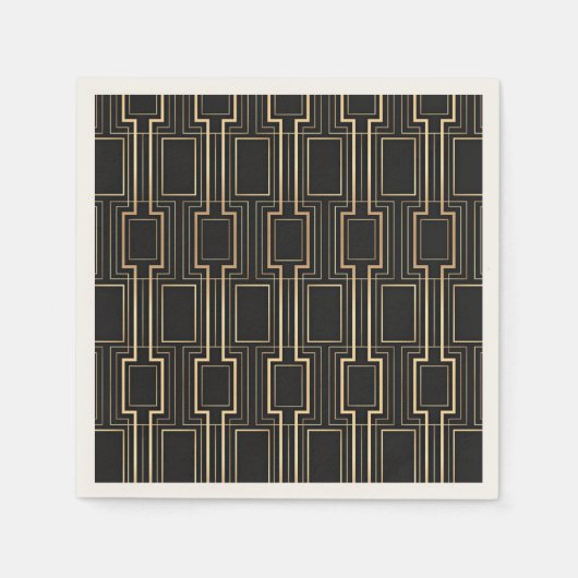 Art Deco Black Gold Serviette (Vorderseite)