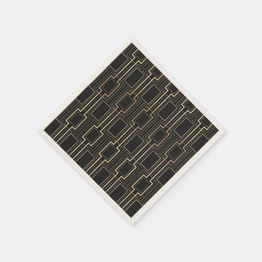 Art Deco Black Gold Serviette (Ecke)