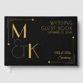 Art Deco Black Gold Speakeasy Wedding Guest Book Gästebuch (Vorderseite)