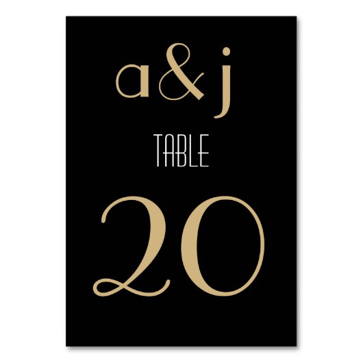 Art Deco Black Gold | Tischnummern (Vorderseite)