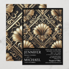 Art Deco Black & Gold Vintage Wedding Invitations  Einladung