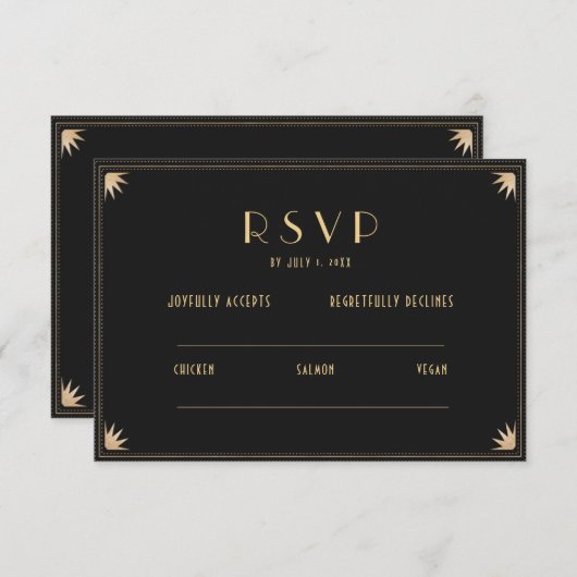 Art Deco Black Gold Wedding 20 | UAWG QR-Code Begleitkarte (Vorne/Hinten)