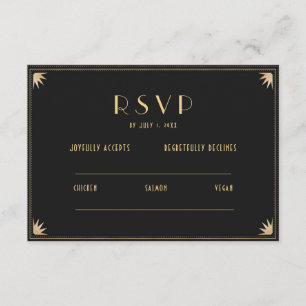 Art Deco Black Gold Wedding 20 UAWG QR-Code Begleitkarte