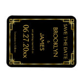 Art Deco Black Gold Wedding Save the Date Magnet (Horizontal)
