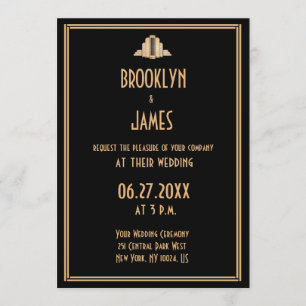 Art Deco Black Great Gatsby Hochzeit Einladungen