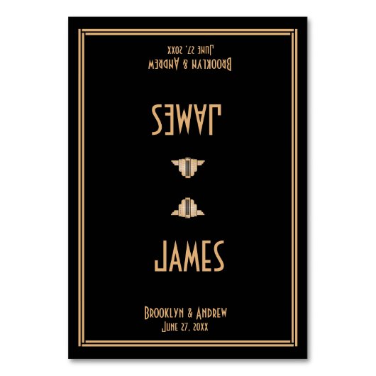 Art Deco Black Great Gatsby Hochzeiten Platzkarten Tischnummer (Vorderseite)