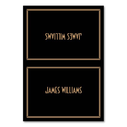 Art Deco Black Great Gatsby Place Setting Cards Tischnummer (Vorderseite)