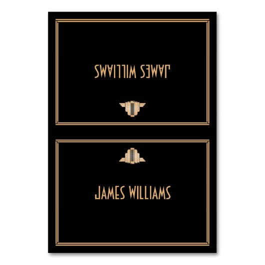 Art Deco Black Great Gatsby Place Setting Cards Tischnummer (Vorderseite)