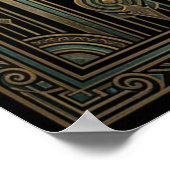 Art Deco Black Hole Celestial Poster | Gold Teal  (Ecke)