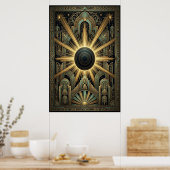 Art Deco Black Hole Celestial Poster | Gold Teal  (Küche)