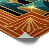 Art Deco Black Horse Cactus Palace Gold Teal Poste Poster (Ecke)