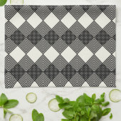 Art Deco Black Off White Diamonds Circuit Muster Geschirrtuch (Gefaltet)