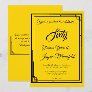 Art Deco Black on Gold Geburtstagsparty Einladung