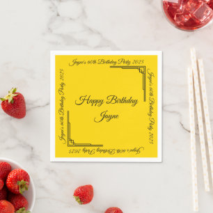 Art Deco Black on Gold Geburtstagsparty Serviette