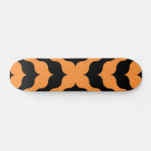Art Deco Black, Orange Retro Abstrakte Kunst Skateboard (Horizontal)