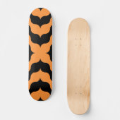 Art Deco Black, Orange Retro Abstrakte Kunst Skateboard (Vorderseite)