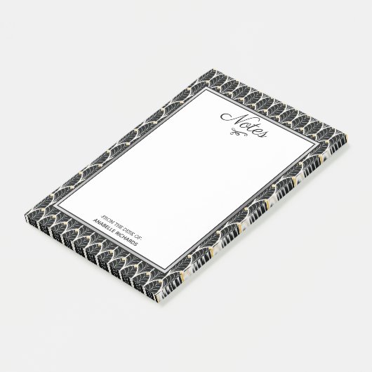 Art Deco Black Palmettos 1920 Post-it Klebezettel (angewinkelt)