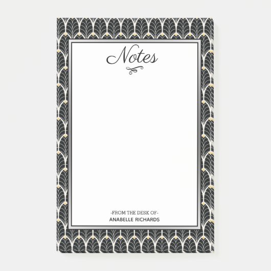 Art Deco Black Palmettos 1920 Post-it Klebezettel (Vorderseite)