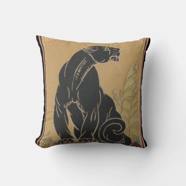 Art Deco "Black Panther" Drehkissen Kissen (Vorderseite)