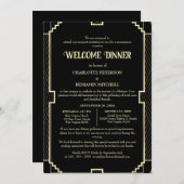 Art Deco Black Probe Willkommensessen Einladung (Vorne/Hinten)
