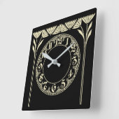 Art Deco Black Quadratische Wanduhr (Winkel)