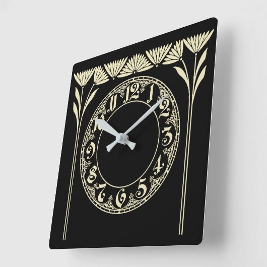 Art Deco Black Quadratische Wanduhr (Winkel)