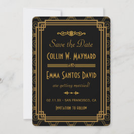 Art Deco Black Save the Data Save The Date