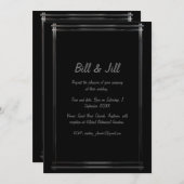 Art Deco Black + Silver Geometric Border Wedding Einladung (Vorne/Hinten)