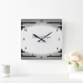 Art Deco Black & Silver Quadratische Wanduhr (Zuhause)