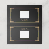 Art Deco Black Tischnummer Platzkarte (Außenseite Aufgefaltet)
