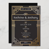 Art Deco Black und Gold Gatsby Save the Date (Vorne/Hinten)