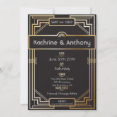 Art Deco Black und Gold Gatsby Save the Date (Vorderseite)
