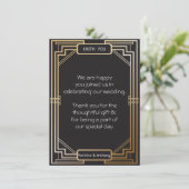 Art Deco Black und Gold Gatsby Vielen Dank Einladung (Stehend Vorderseite)