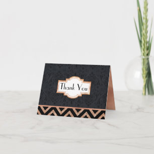 Art Deco Black und Rose Gold Look Danke Karte