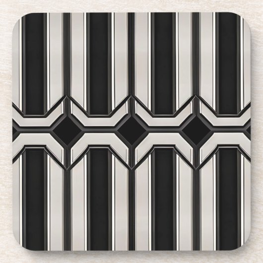 Art Deco Black und Silver Untersetzer Set (Vorderseite)