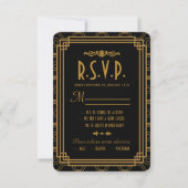 Art Deco Black Wedding Response Cards RSVP Karte (Vorderseite)