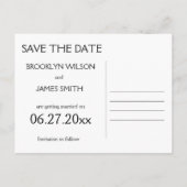 Art Deco Black Wedding Save the Date Postcards Ankündigungspostkarte (Rückseite)