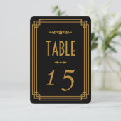 Art Deco Black Wedding Tischnummern (Stehend Vorderseite)
