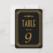 Art Deco Black Wedding Tischnummern (Vorderseite)