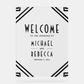 Art Deco Black Wedding Welcome Acrylschild (Vorderseite)